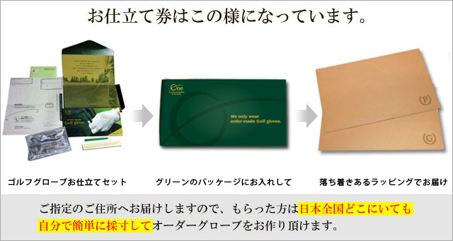 お仕立て券は採寸用のお仕立てセットを赤いパッケージにお入れして赤いラッピングをしています。